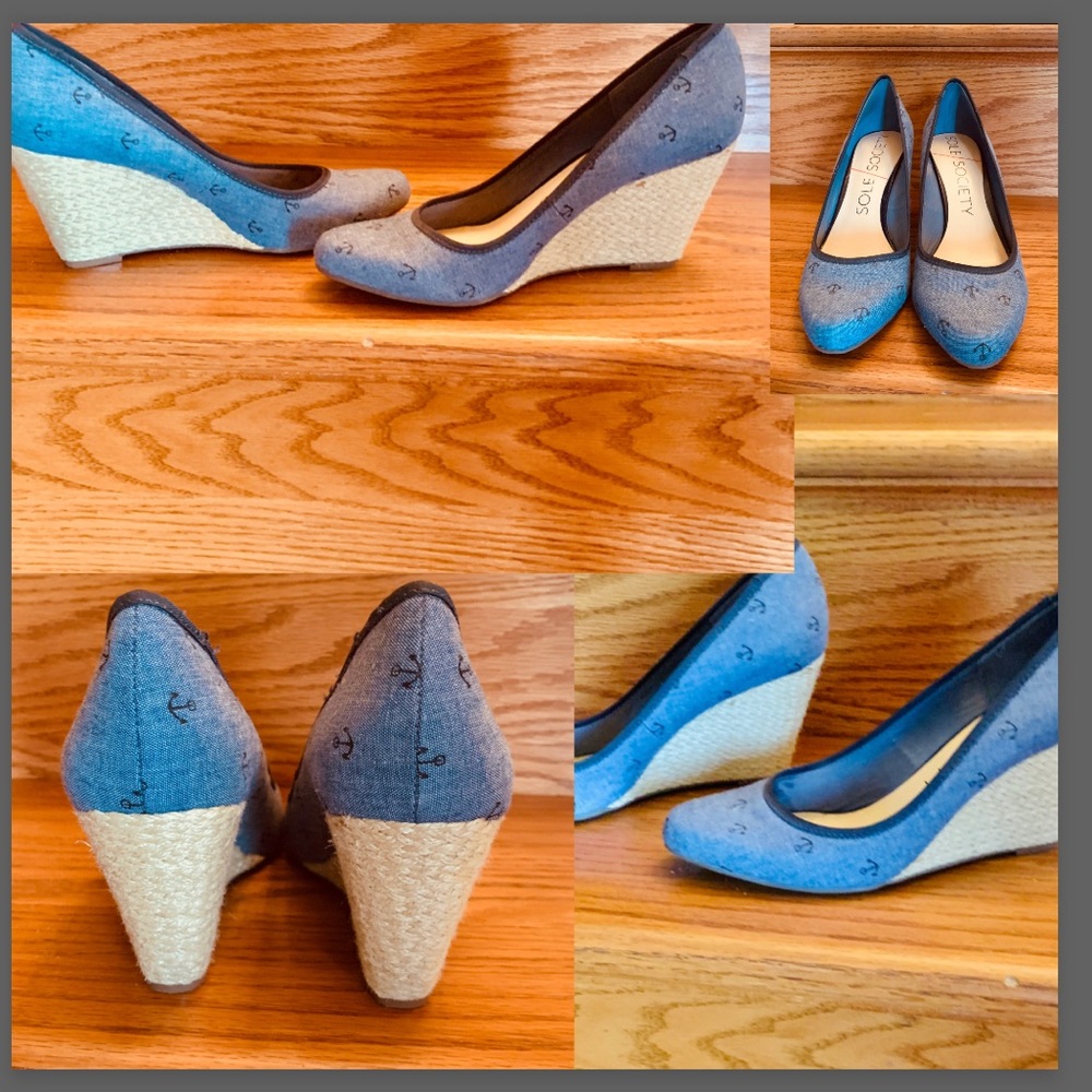 Nautically Nice Denim/Rope Wedge Size 7